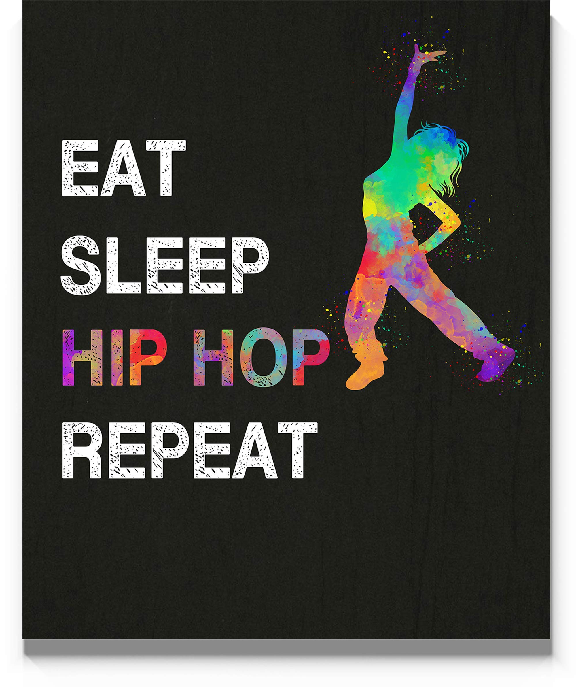 Eat Sleep Hip Hop Repeat, Girl Dancer Abstract Quote Wall Art Print 11"x14", Unframed Poster, Ideal for Lovers of Hip Hop, Freestyle Dance, Dance Teacher, Dance Studio Decor