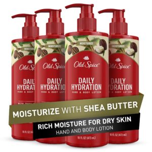 old spice daily hydration hand & body lotion for men with shea butter, 24/7 all day hydration, 16 fl oz (pack of 4)