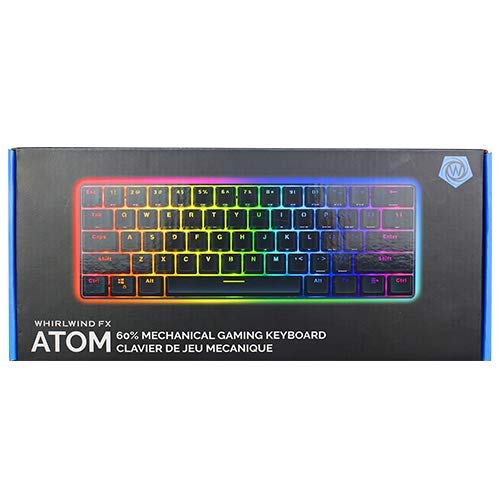 Whirlwind FX Atom 60% Gaming Keyboard: Interactive and Customizable Lighting – Immersive, Reactive RGB Experience (Blue Clicky)