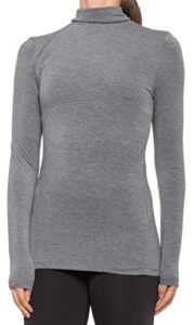 cuddle duds women's softwear with stretch long sleeve turtle neck top (large, charcoal heather)