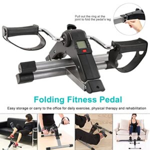 MerchMixer Foldable Exercise Bike Pedal Fitness Exerciser Cycle Bike w/LCD Display Mini Pedal Exerciser for Leg Arm Physical Therapy Home Office Gym