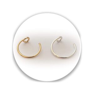 set of 2 faux clip-on nose rings 20g - 925 sterling silver & 14k gold filled - no piercing needed nose ring