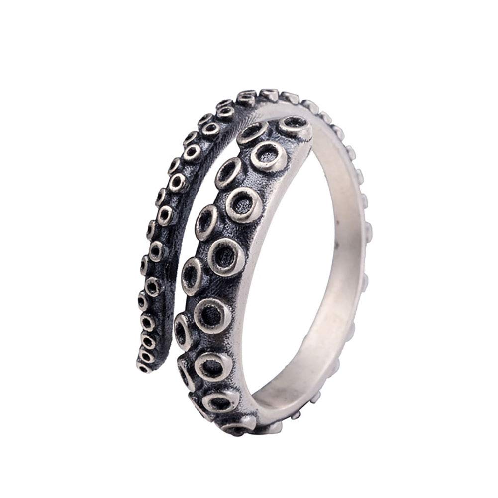 NanMuc Octopus Rings for Womens Adjustable Stainless Steel Octopus Tentacles Wrap Ring Open Statement Ring Jewelry Gift