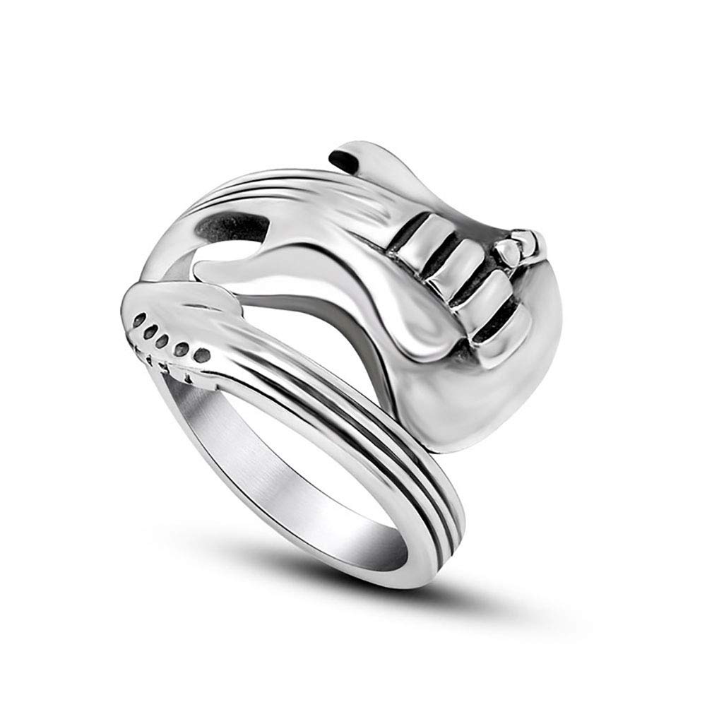 MZC Jewelry Music Guitar Ring Size 9 Men's Stainless Steel Punk Rock Ring for Women Dad Grandpa Mom Grandma Wife Mother Birthday Gift Jewelry