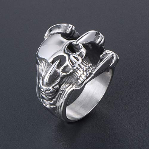 NanMuc Vintage Stainless Steel Gothic Skull Ring Punk Biker Statement Ring Cocktail Party Ring Size 12