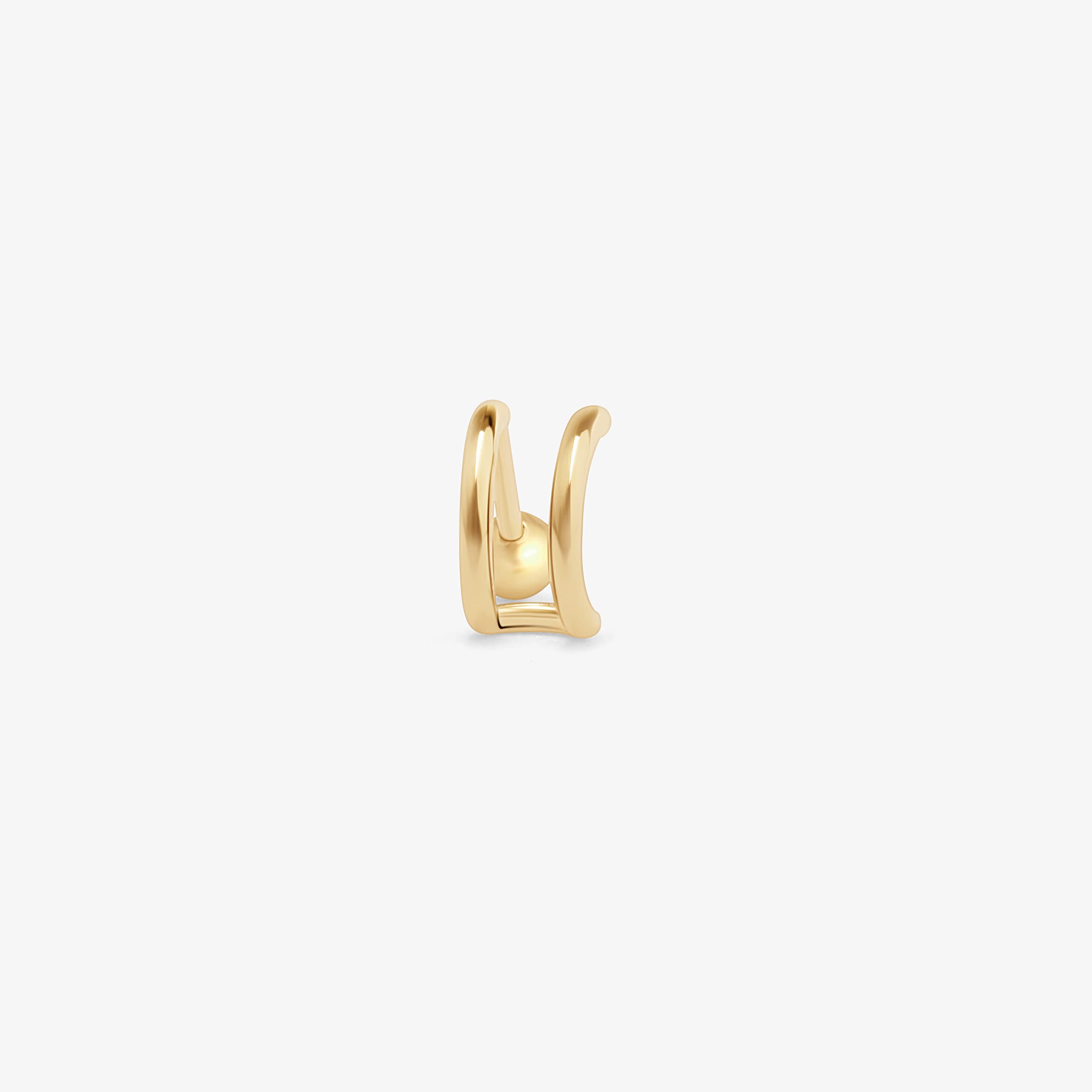 14K Yellow Gold Double Wire Ear Cuff Wrap Cartilage Huggie Hoop Earring Internally Threaded Upper Ear Piercing Hypoallergenic Helix Cartilage Lobe Tragus Upper Piercing - Sold Separately