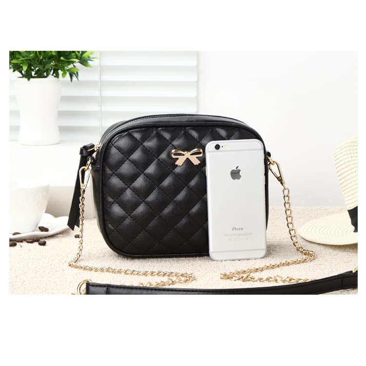 H HANBELLA - A FASHION TRENDY COLLECTION. FOREVER. - Womens and Girls Black Crossbody Bag Quilted Leather Pocketbook Handbag - Teen Girls Shoulder Purses Cute Satchel