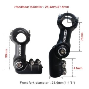 UPANBIKE Adjustable Bike Stem Riser Adapter 120 Degree 31.8mm*55mm Adjustale Angle Bicycle Stem Extender for Mountain Bike Road Bicycle MTB BMX