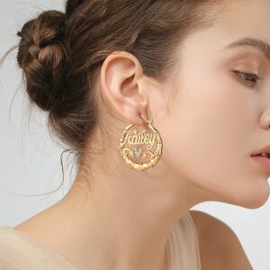 Gifts for Her Personalized Name Hoop Earrings Custom Unique Name Eardrops for Women Birthday Jewelry