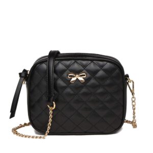 h hanbella - a fashion trendy collection. forever. - womens and girls black crossbody bag quilted leather pocketbook handbag - teen girls shoulder purses cute satchel