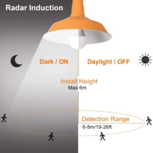 PINSAN 2 Pack Motion Sensor Light Bulbs,7W (60-Watt Equivalent) E26 Motion Activated Dusk to Dawn Security Light Bulb Outdoor/Indoor (White)