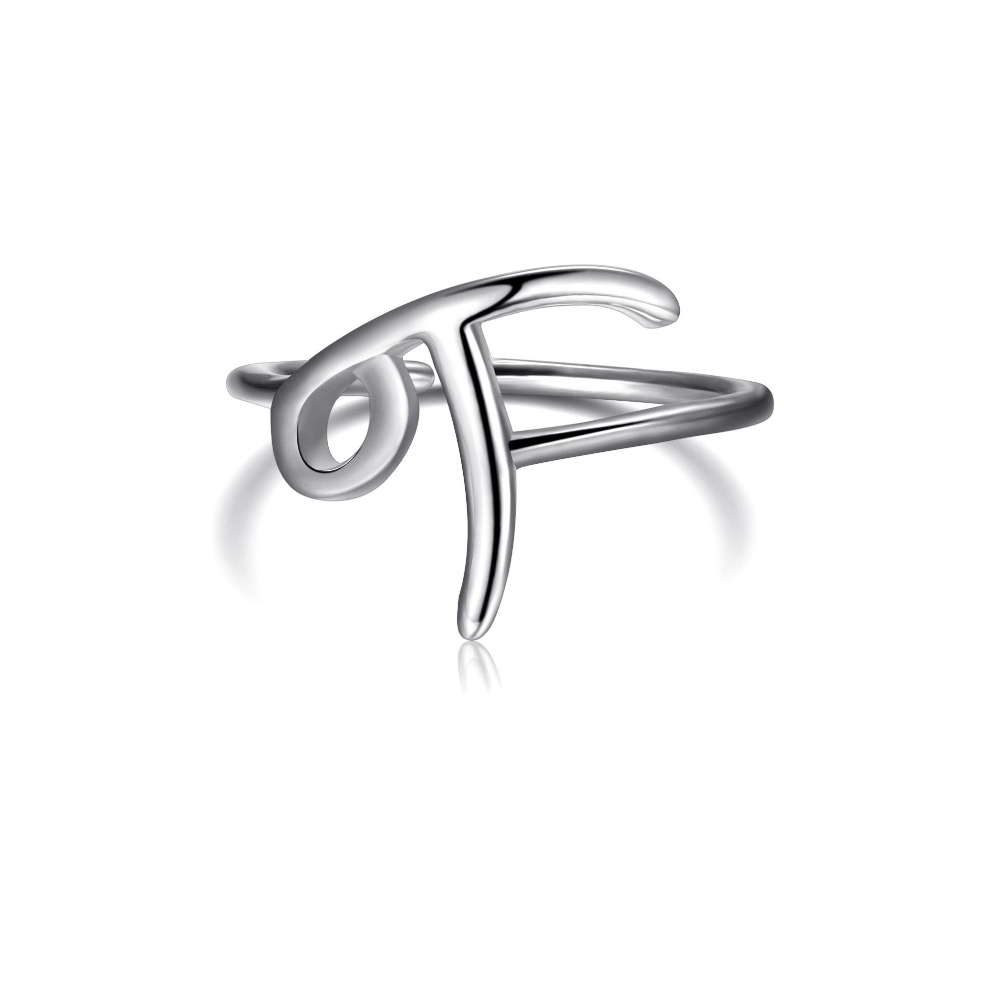 FANZE Letter Ring for Women, 925 Sterling Silver Dainty Initial Alphabet Ring Birthday Gift, Personality Jewelry for Women Mother Friends