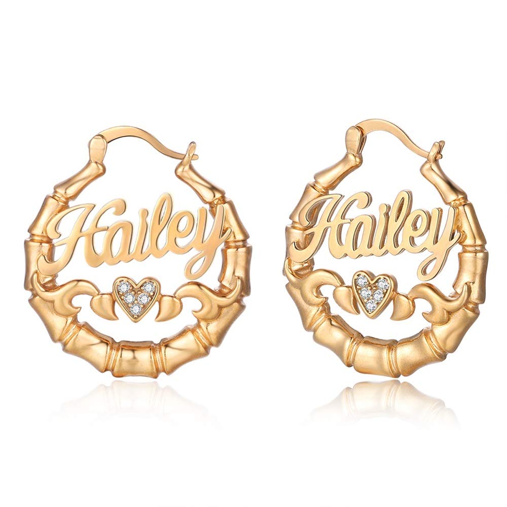 Gifts for Her Personalized Name Hoop Earrings Custom Unique Name Eardrops for Women Birthday Jewelry