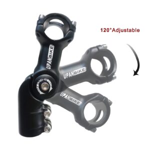 UPANBIKE Adjustable Bike Stem Riser Adapter 120 Degree 31.8mm*55mm Adjustale Angle Bicycle Stem Extender for Mountain Bike Road Bicycle MTB BMX