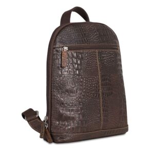 Jack Georges Hornback Croco Small Convertible Backpack/Crossbody #HB133 (Brown)