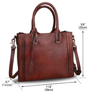 Genuine Leather Satchel Handbag for Women Vintage Handmade Shoulder Bag Cowhide Tote Purse (Coffee)