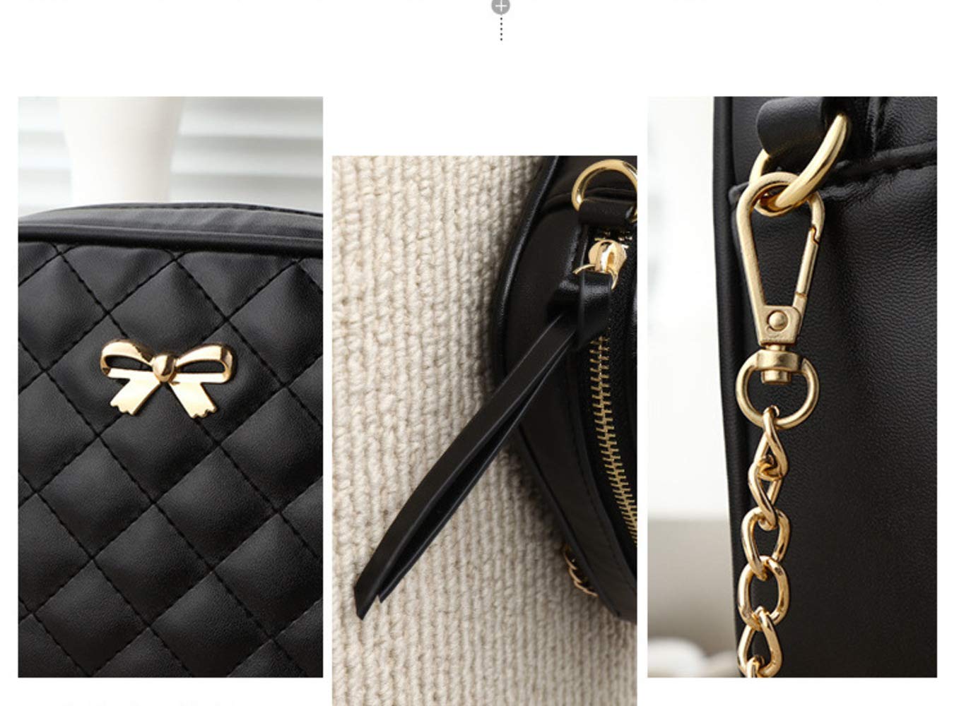 H HANBELLA - A FASHION TRENDY COLLECTION. FOREVER. - Womens and Girls Black Crossbody Bag Quilted Leather Pocketbook Handbag - Teen Girls Shoulder Purses Cute Satchel