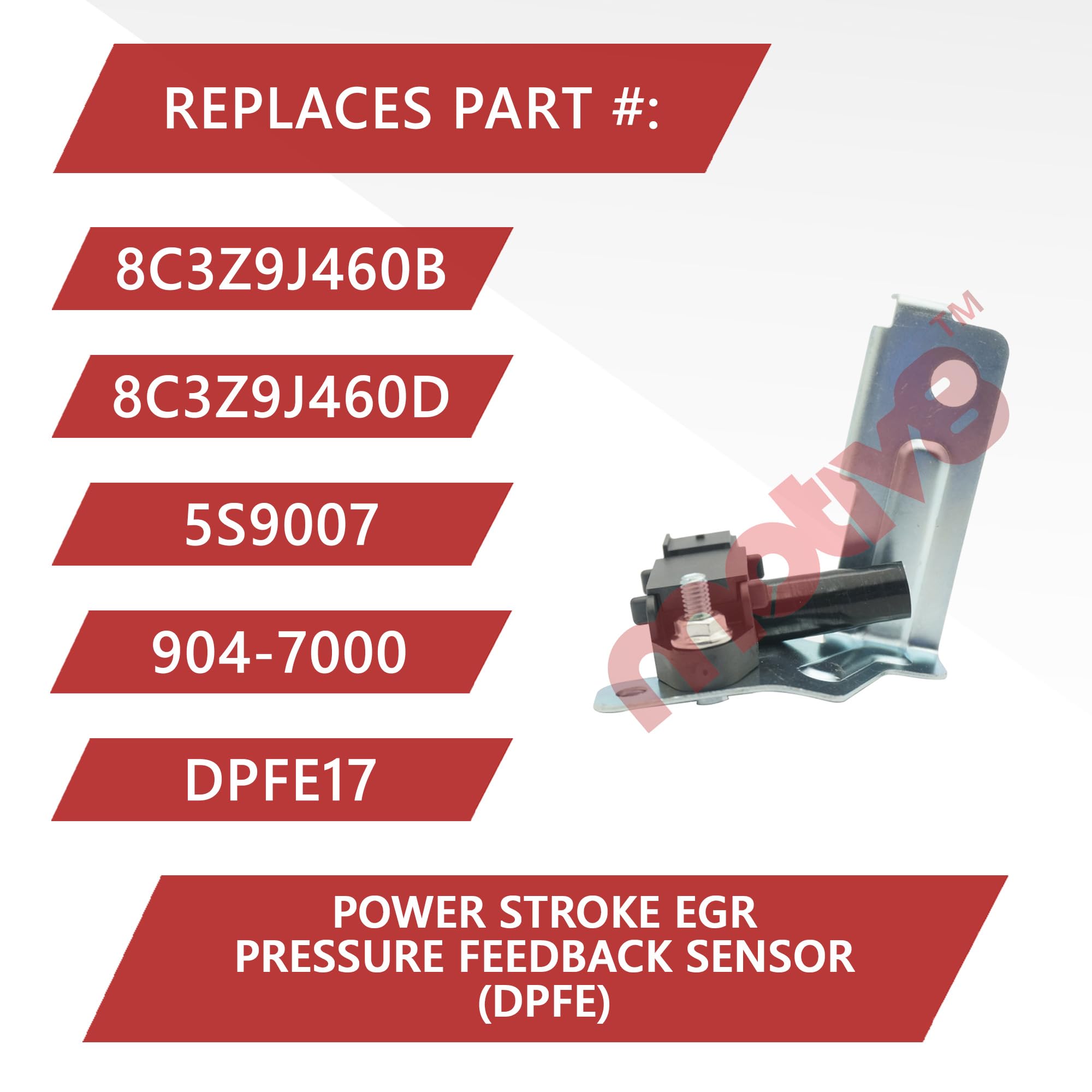 Motiv8 6.4L Power Stroke EGR Pressure Feedback Sensor (DPFE) | Compatible with 6.4L FORD SUPER DUTY F250 F350 F450 F550 2008 2009 2010 | Replaces: 8C3Z9J460D DPFE9 DPFE17 AP63473