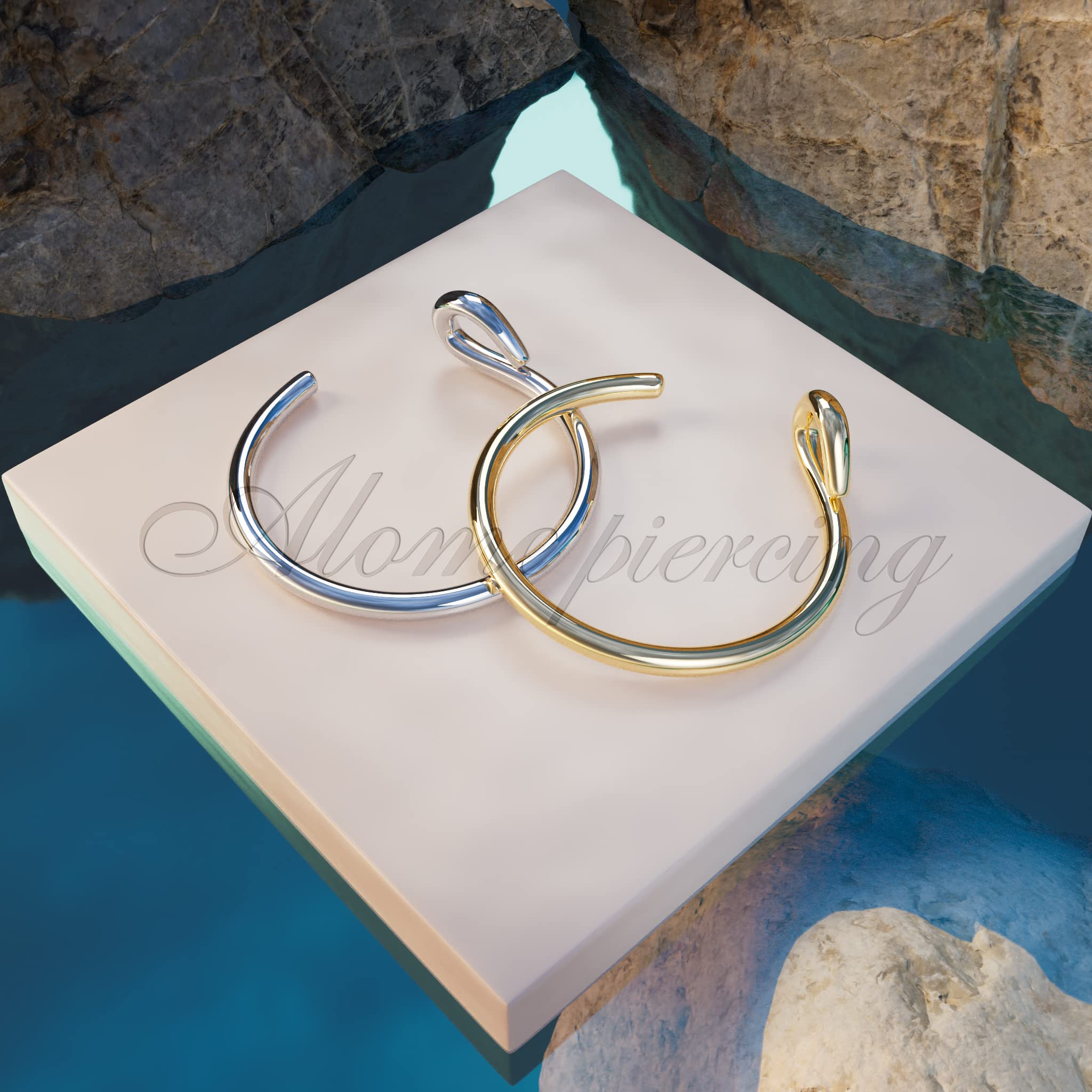 Set of 2 Faux Clip-On Nose Rings 20g - 925 Sterling Silver & 14k Gold Filled - No Piercing Needed Nose Ring