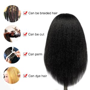 ISHOT Mannequin Head With Real Human Hair for Hairdresser Training, Beauty School Practice, Cosmetology