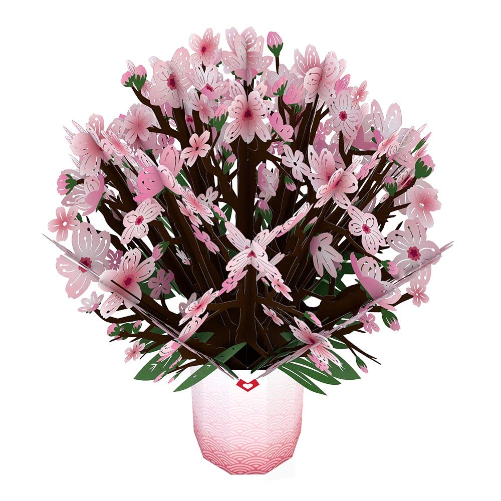 Lovepop Cherry Blossom Paper Bouquet Pop Up Card, 10.25 x 7.5-3D Paper Flower Greeting Card, Spring Card for Wife, Mom or Friend, Anniversary Pop Up Paper Bouquet, Thinking of You