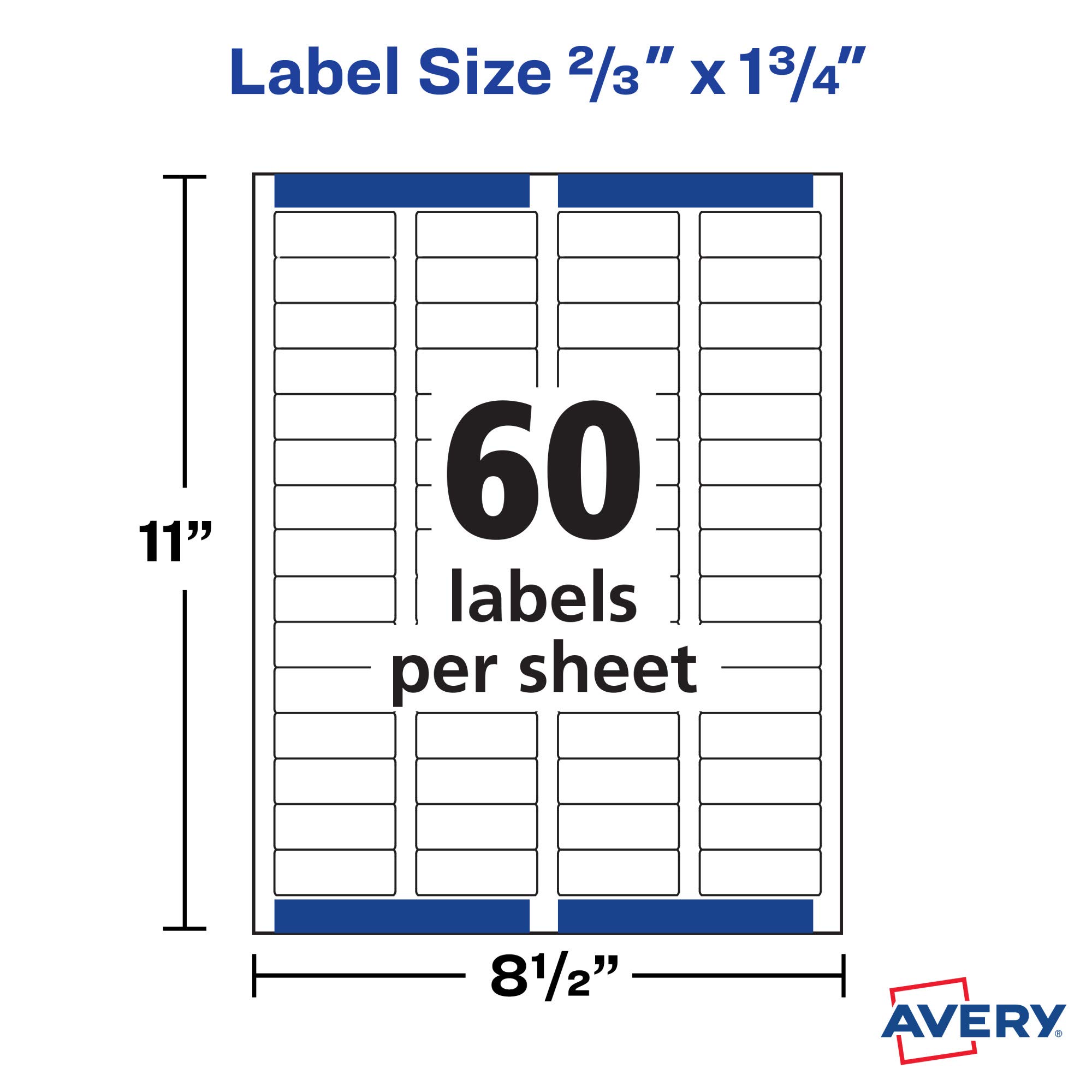 Avery Easy Peel Address Labels, Sure Feed, Permanent, White, 2/3" x 1-3/4", 2 Pack, 1,200 Labels Total (32133)