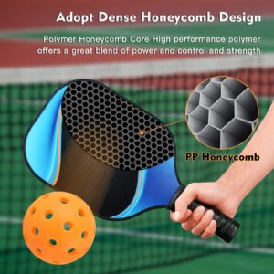 MBVVLZJVN Pickleball Paddle Set of 2 Graphite Rackets Honeycomb Composite Core with Carbon Fiber Surface 4 Lightweight Pickleballs & Portable Carry Bag Case for Indoor/Outdoor