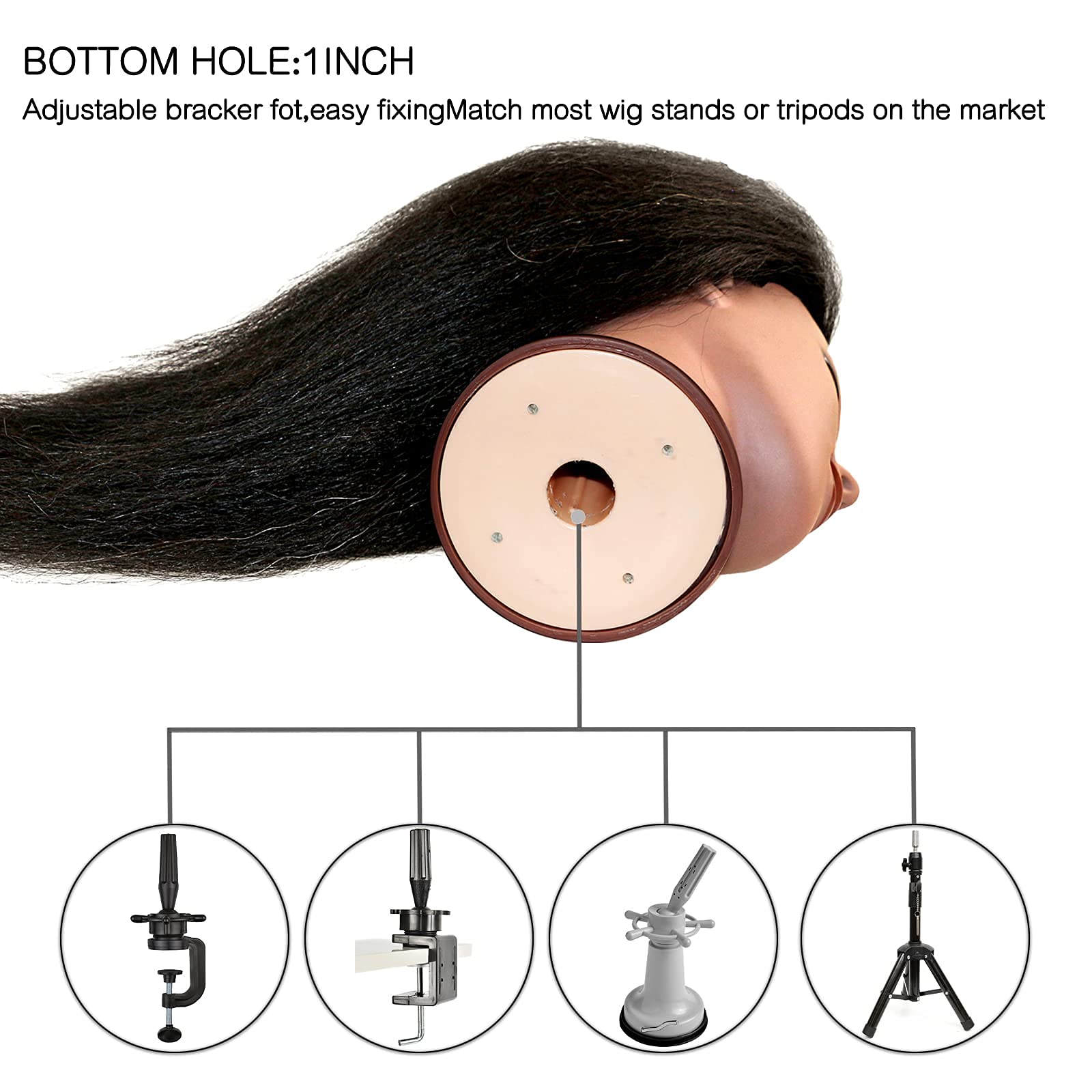 ISHOT Mannequin Head With Real Human Hair for Hairdresser Training, Beauty School Practice, Cosmetology