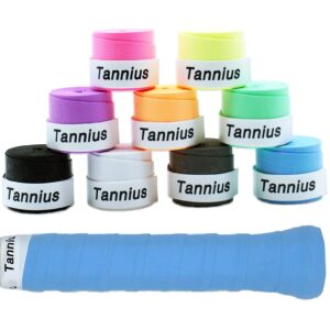 tannius dry feel tennis overgrip (pack of 9), long-lasting tennis racket grip tape, super-absorbent and non-slip racquet grip (mixed colors)