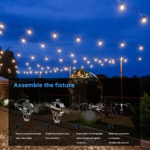 GOODSMANN Outdoor Low Voltage String Lights 12V AC 6PK LED 2W Bulbs 135 Lumens Hanging Landscape Lighting 2800K with Wire Connectors for Wedding Gatherings, Patio Lights, Connectable Backyard Lights