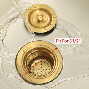 Zeesink Gold Kitchen Sink Drain,Gold Sink Strainer,Kitchen Sink Drain Assembly,Kitchen Sink Drain Strainer with Removable Deep Waste Basket,Fit for Kitchen Sink Opening Size 3 1/2"