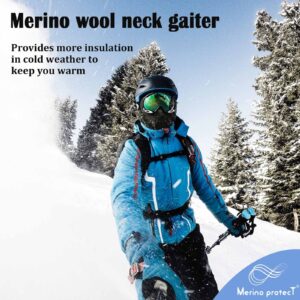 Merino Protect Merino Wool Neck Gaiter Unisex Breathable Face Mask Lightweight Neck Warmer Motorcycle Hiking Hunting