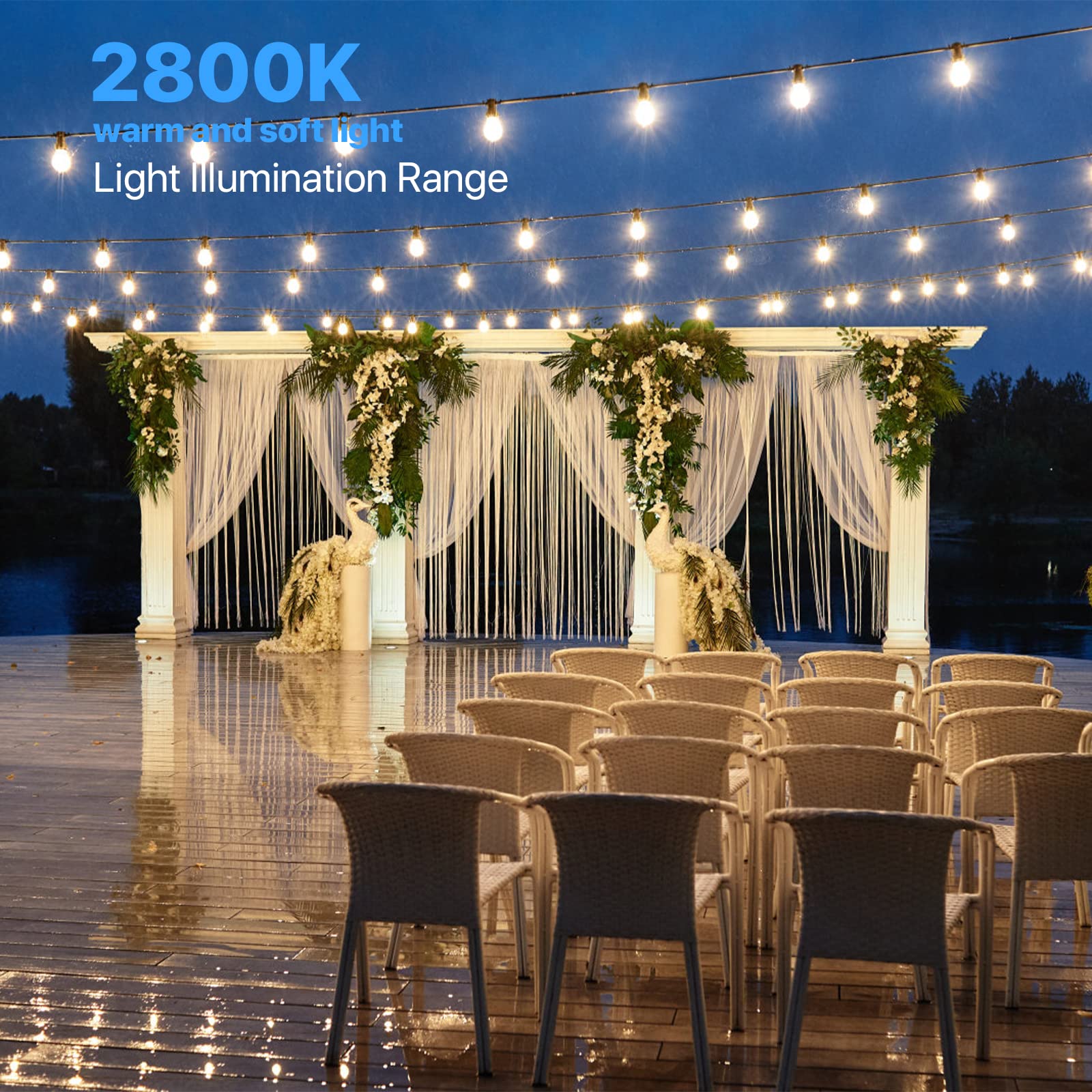 GOODSMANN Outdoor Low Voltage String Lights 12V AC 6PK LED 2W Bulbs 135 Lumens Hanging Landscape Lighting 2800K with Wire Connectors for Wedding Gatherings, Patio Lights, Connectable Backyard Lights