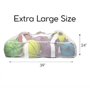 Extra Large Ball Sports Bag - Double Zipper, Two Straps for Wearing on Back or Carrying - Gym Bag Fits up to 10 Full Size Soccer Balls, Basketballs, Volleyballs, and More