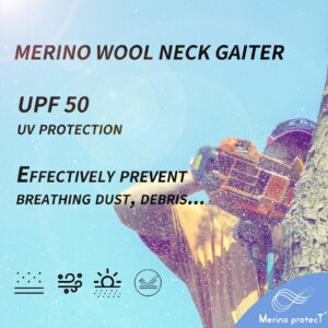 Merino Protect Merino Wool Neck Gaiter Unisex Breathable Face Mask Lightweight Neck Warmer Motorcycle Hiking Hunting