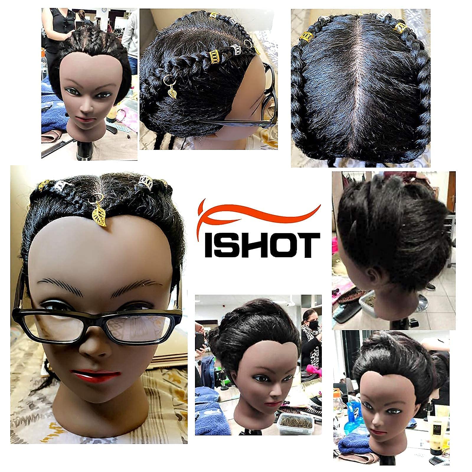 ISHOT Mannequin Head With Real Human Hair for Hairdresser Training, Beauty School Practice, Cosmetology