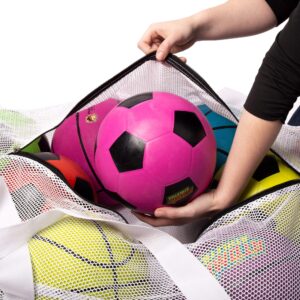 Extra Large Ball Sports Bag - Double Zipper, Two Straps for Wearing on Back or Carrying - Gym Bag Fits up to 10 Full Size Soccer Balls, Basketballs, Volleyballs, and More