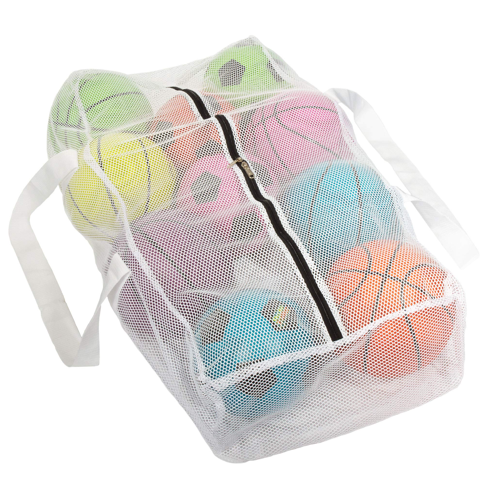 Extra Large Ball Sports Bag - Double Zipper, Two Straps for Wearing on Back or Carrying - Gym Bag Fits up to 10 Full Size Soccer Balls, Basketballs, Volleyballs, and More