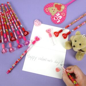 TINYMILLS 24 Pcs Valentine's Day Heart Multi Point Pencils Party Favors Goodie Bag Stuffers Classroom Exchange Valentine's Day Pencils Party Supplies Heart Pencils