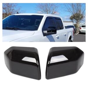 hecasa top half upper mirror covers skull caps replacement compatible with 2015-2020 ford f150 (black, pair)