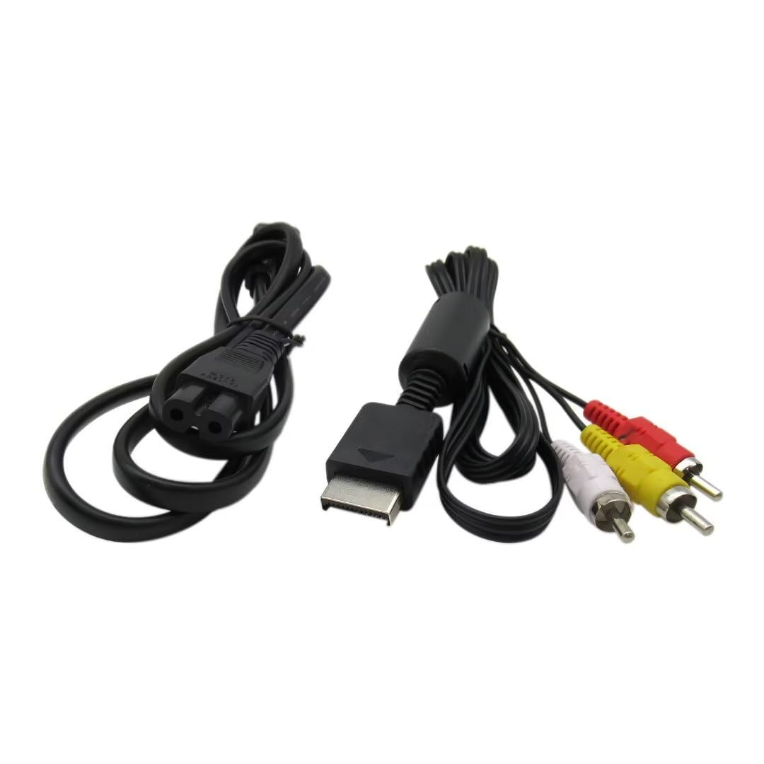 Gxcdizx New AV Cable & AC Power Cord Bundle Strong for Sony Playstation 2 PS2