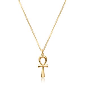 dremmy studios dainty gold ankh cross necklace 14k gold filled simple pray for peace ankh cross pendant necklace for women minimalist personalized jewelry