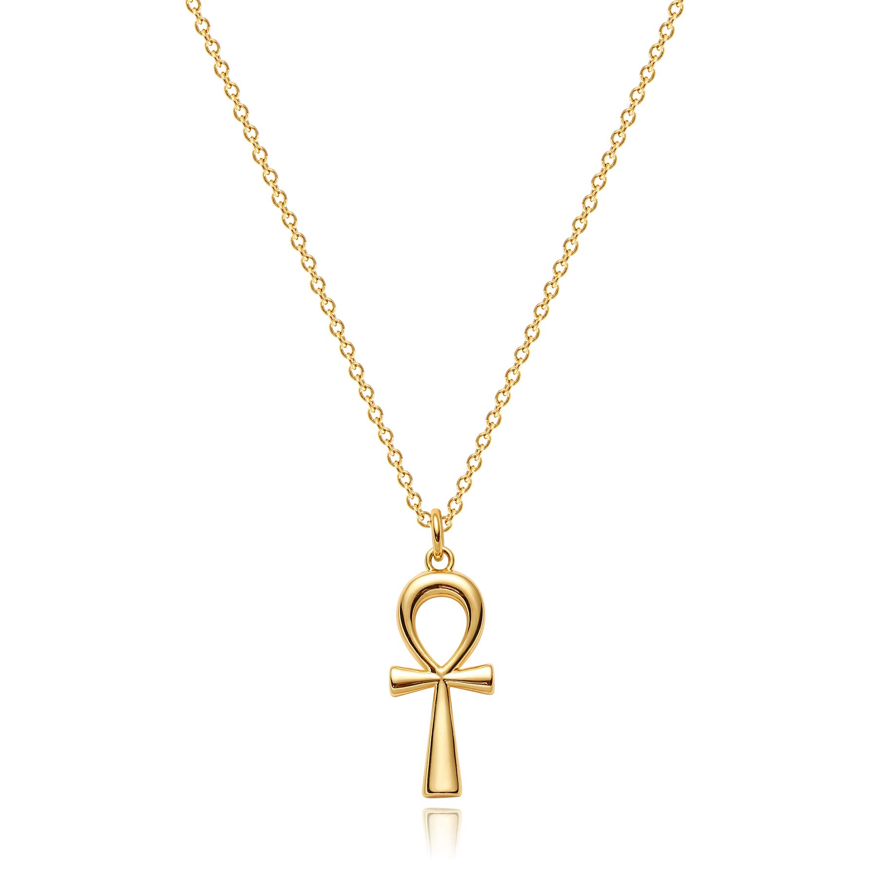 Dremmy Studios Dainty Gold Ankh Cross Necklace 14K Gold Filled Simple Pray for Peace Ankh Cross Pendant Necklace for Women Minimalist Personalized Jewelry