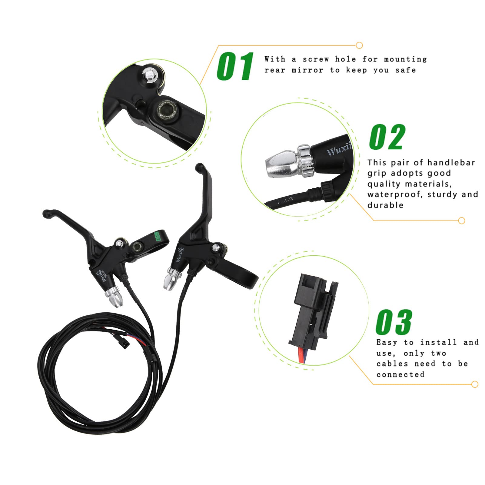 Demeras Brake Lever Handle,1Pair E-Scooter Brake Electronic Handlebar Brake Lever E‑Bike Conversion Accessory Clutch Levers for Mountain Bike, Folding Bike