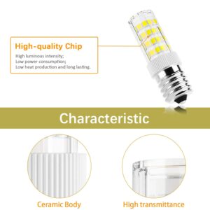 DiCUNO E17 LED Bulb, Appliance Bulbs, Microwave Oven, Stovetop Light, 4W 400lm, Daylight White 6000K, Non-dimmable 40w Equivalent Replacement for Incandescent Bulb, 2-Pack