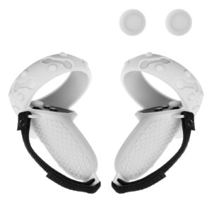 (1 pair) orzero silicone controller cover compatible for quest 2, anti-throw soft protective vr gaming headset handle - white