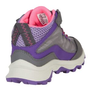 Merrell Moab Speed Mid Alternative Closure Waterproof Hiking Boot, Grey/Pink/Purple, 5 US Unisex Big Kid