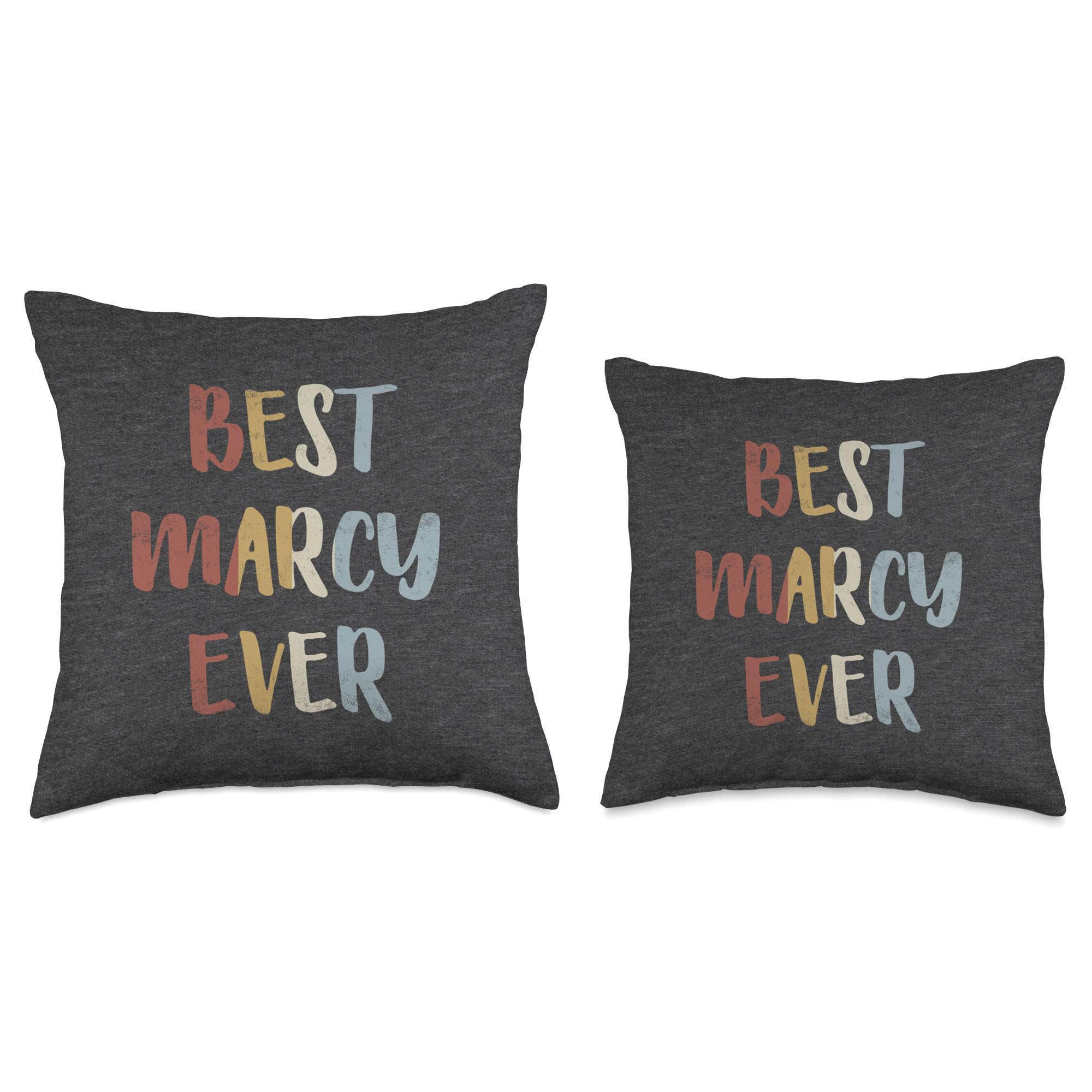 Custom Marcy Gifts & Designs for Girls Best Marcy Ever Retro Vintage Name Gift Dark Heather Gray Throw Pillow, 18x18, Multicolor