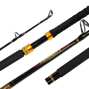 fiblink fishing trolling rod 1 piece saltwater offshore rod big name heavy duty rod conventional boat fishing pole (6',30-50lbs)