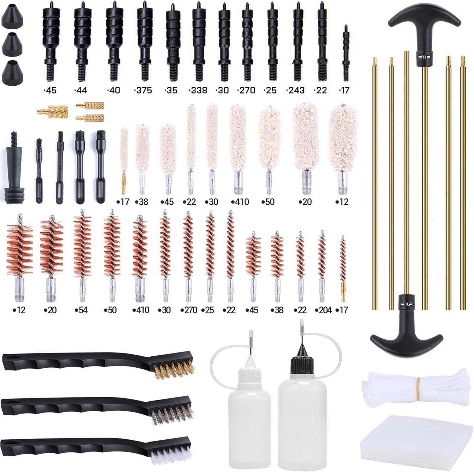 Universal Gun Cleaning Kit for .223 5.56 .308 7.62 .410 Cal,Rifle Cleaning Kit for Hunting Handgun Shotgun Pistol All Guns